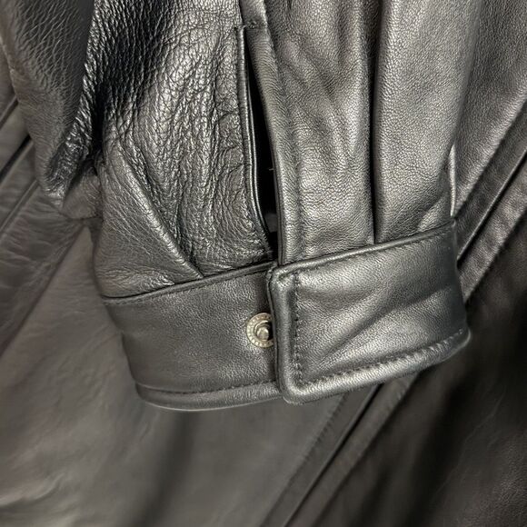 Hathaway Jacket Mens XL Black Leather Bomber Coat Vintage 90s Full Zip Pockets - Picture 8 of 12